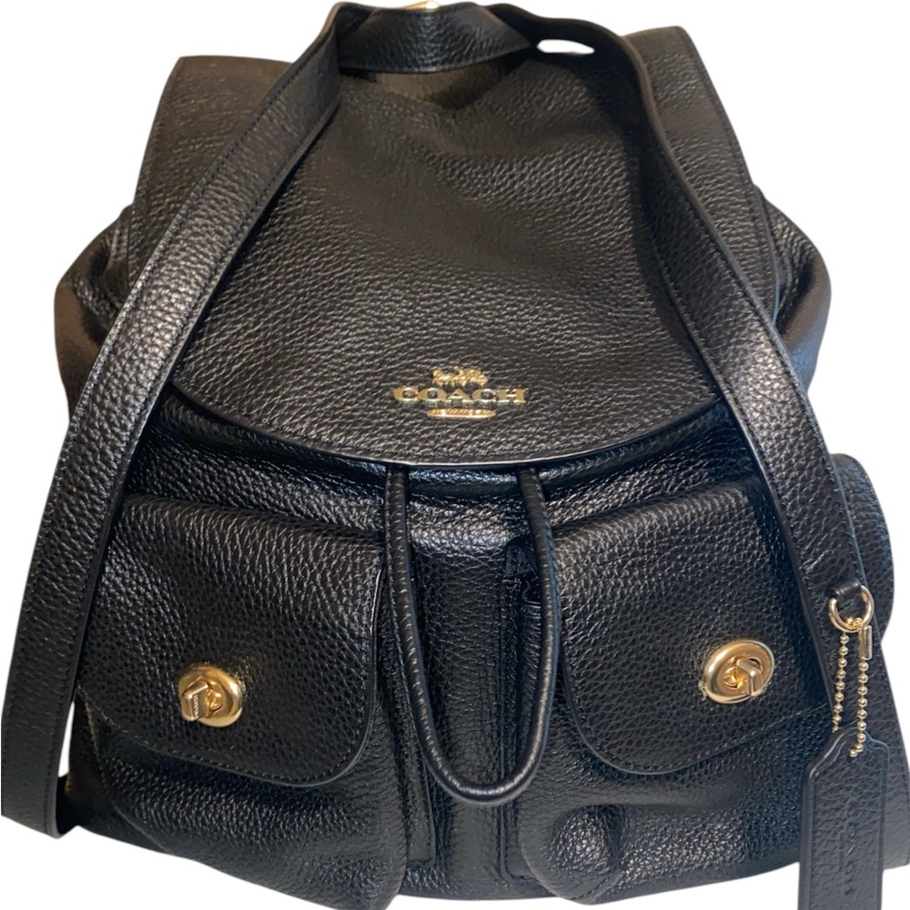Coach Black Billie Leather Backpack NWOT